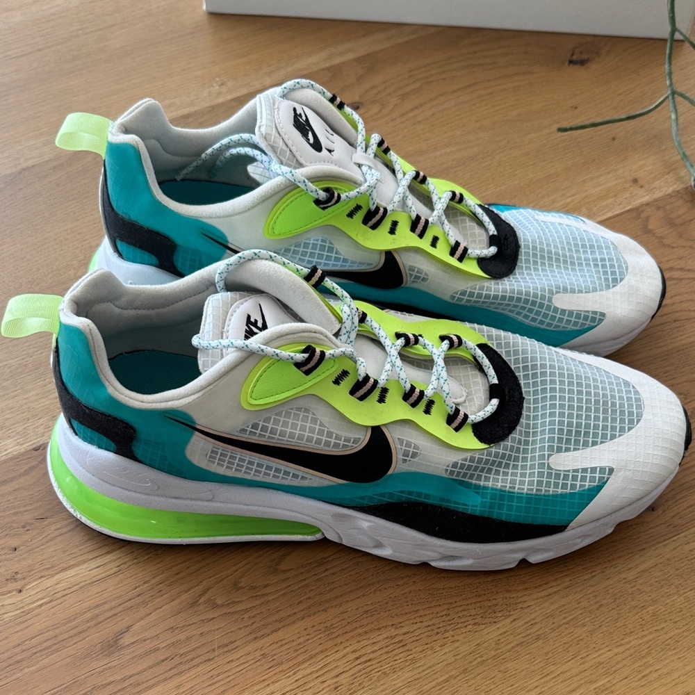 Nike Sneakers - White, Teal, and Neon Green